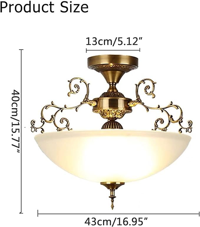 The 16-inch Wide Glass Circular White Glass Ceiling lamp E26 Screw-Type 3-lamp is Suitable for Lighting in Living Rooms, Kitchens, foyers, bedrooms, Balconies and corridors