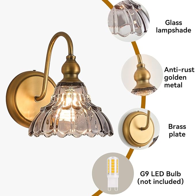 Vintage Grey Lampshade Bedroom Wall Sconces Bathroom Wall Sconce Light Wall Light Fixtures for Hallway Kitchen Dress Room