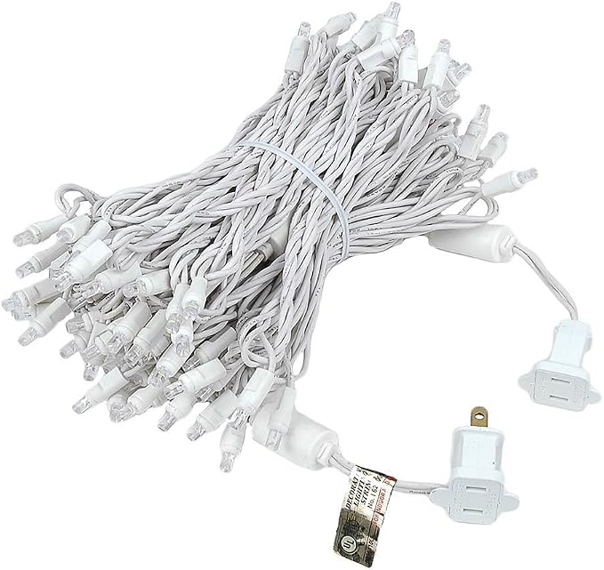 Novelty Lights 50 Light LED Twinkle Christmas LED Mini Light Set, Outdoor Curtain Fairy Wedding String Lights, Non-Connectable, Warm White, White White, 50 Feet