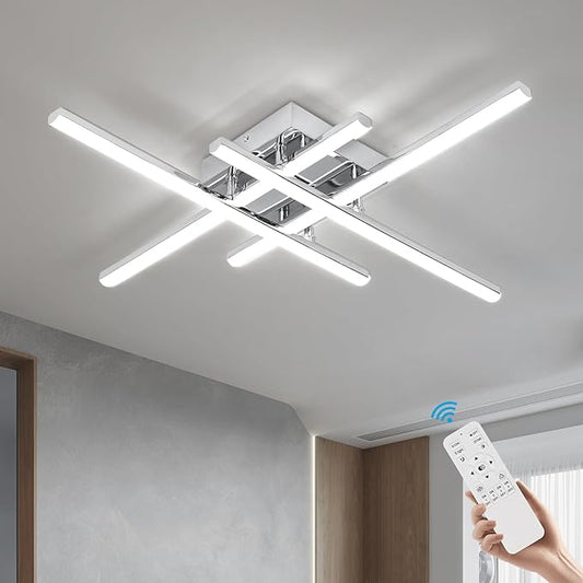 CANEOE Modern LED Ceiling Light Fixture 38W Dimmable Flush Mount Ceiling Light with Remote Sliver Close to Ceiling Lamp for Bedroom Living Room Kitchen Modern Light Fixtures Ceiling