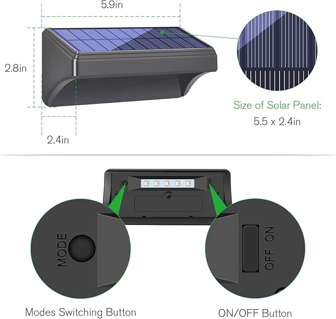 Bridika Solar Fence Lights, 8 Pack Plus Size, Warm & RGB Color Changing, Outdoor Waterproof, 100 Lumen, 8 Specific Colors & 4 Switchable Modes, Ideal for Backyard, Patio, Deck, Fence