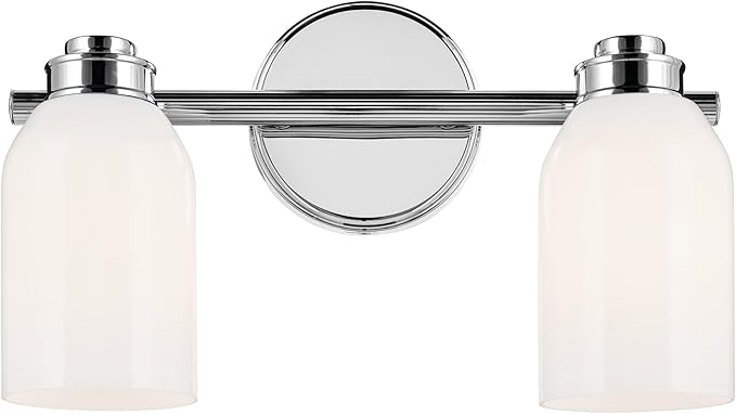 Kichler Joelson 34" 4-Light LED Bathroom Vanity Light Fixture with Satin Etched Cased Opal Glass in Brushed Nickel for Bathrooms (34 in W x 9.25 in H x 5.25 in Ext), 45924NIL18