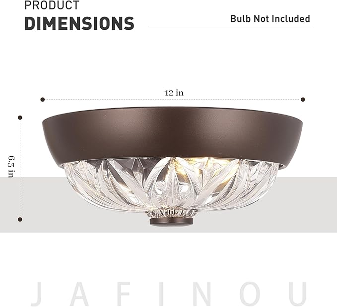 ORB Semi Flush Mount Ceiling Light, 2-Light Oil Rubbed Bronze Close to Ceiling Light Fixture, Aluminum Glass Indoor Outdoor Ceiling Lamp for Bedroom Kitchen Hallway Foyer