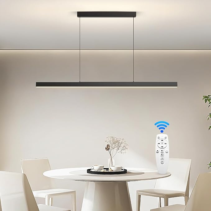 Pendant Lights Kitchen Island Dimmable Pool Table Light with Remote, Modern LED Island Lights for Kitchen, 39.37" LED Linear Pendant Light Fixtures Dining Room Living Room Billiard Room