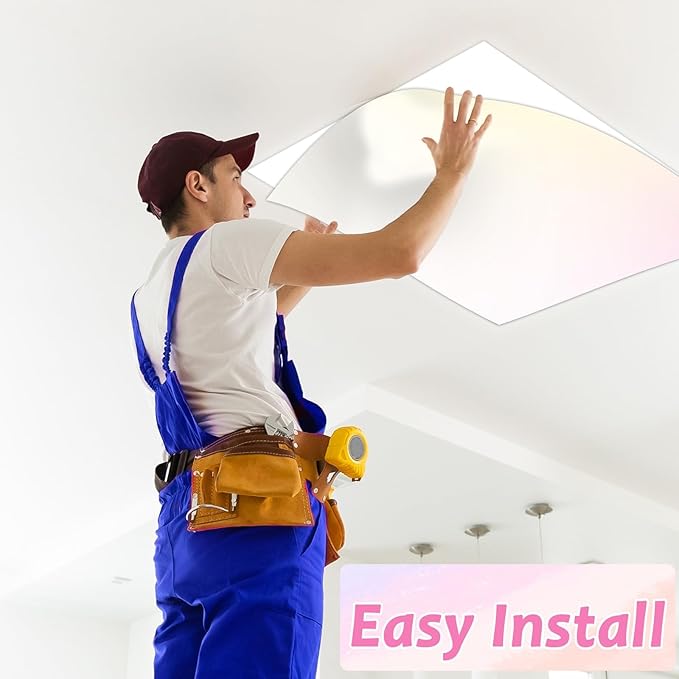 8Pcs Fluorescent Light Covers with 80 Magnets Decorative for Classroom Ceiling Lights 4x2Ft Magnetic Light Covers Filter Easy Install for Office Hospital Home Drop Ceiling Supply(Pastel Rainbow)