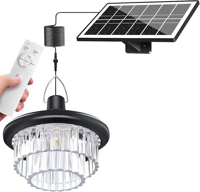 Solar Shed Light Otudoor - Solar Pendant Light Indoor Outdoor with 222 LED 800LM, 3 Modes Motion Sensor with Remote Control for Chicken Coop Barn Patio Gazebo Garage