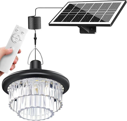 Solar Shed Light Otudoor - Solar Pendant Light Indoor Outdoor with 222 LED 800LM, 3 Modes Motion Sensor with Remote Control for Chicken Coop Barn Patio Gazebo Garage
