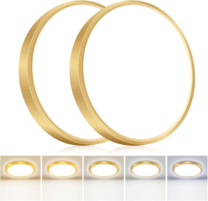 hepside 2PACK Flush Mount LED Ceiling Light Fixture 5CCT 7Inch 15W & 100W Equivalent Closet Light Fixture,Small Round Slim Surface Ceiling Lamp for Hallway,Bathroom,Bedroom,Kitchen,Interior