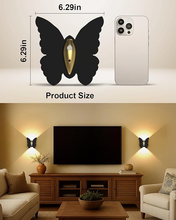 Eneru Battery Operated Wall Sconce Set of 2: 5000mAh Rechargeable Motion Sensor Night Light Wireless Wall Sconces Magnetic Closet Lights Stair Light Indoor Up and Down Wall Lamp for Bedroom Hallway