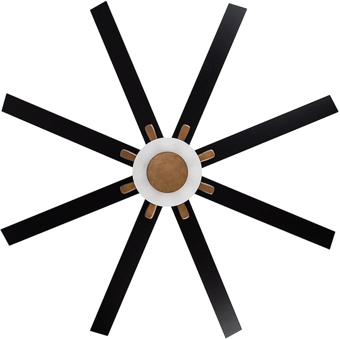 65" Vintage Black and Brushed Gold Ceiling Fan with Light, 6-Blade DC Motor, Reversible Quiet Fan with LED Module, Downrod Mount Large Ceiling Fan for Living Room Bedroom Patio