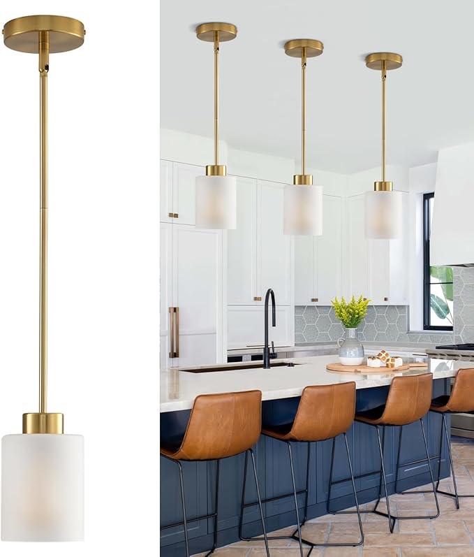 Modern Black Farmhouse Pendant Light with Glass Shade,Industrial Pendant Lighting, Adjustable Hanging Light Fixtures, Farmhouse Pendant Lighting