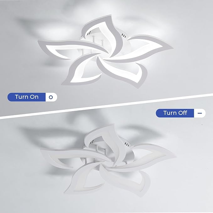 Goeco LED Flower Ceiling Light, Modern Light Fixture, 6500K Cool White Light Acrylic Flush Mount Ceiling Light for Bedroom, Living Room, Dining Room, Kitchen (5-Head White)