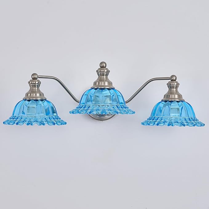 XIEDUN Brushed Nickel 3 Light Vanity Light Vintage Bathroom Vanity Light Fixture