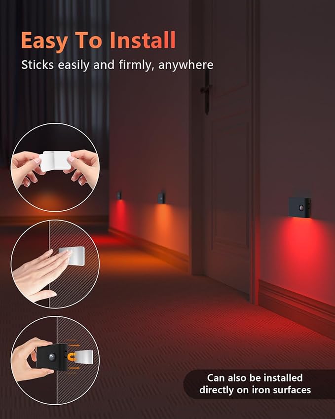 WILLED Motion Sensor Light Indoor, RGB & Warm White Motion Sensor Night Light, Rechargeable Stair Lights Indoor, Color Changing Night Light for Stair,Hallway,Bathroom,Cabinet,Kitchen,10 Pack