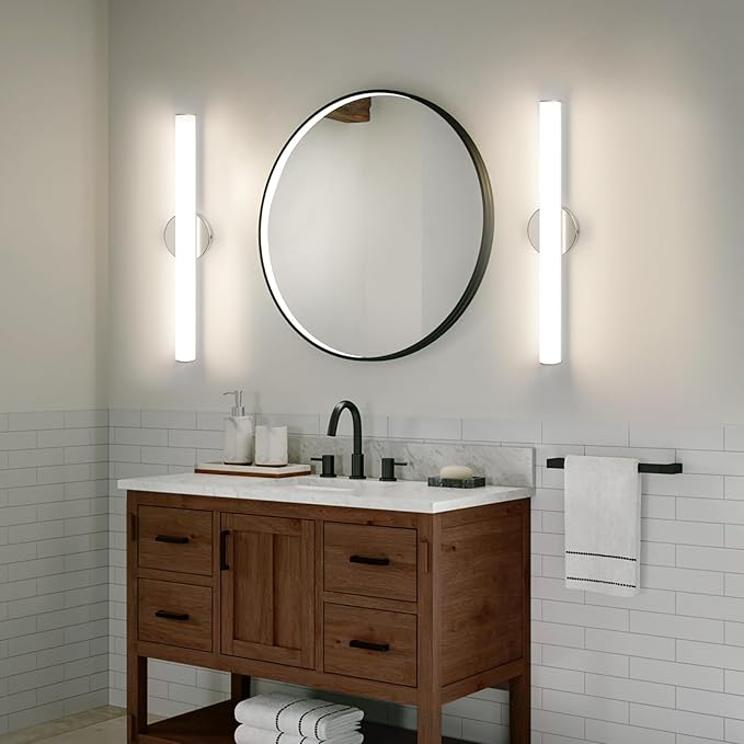 OOWOLF LED Bathroom Vanity Light 2Pack, 16W 24inch Bathroom Lights Fixture,1600LM Led Vanity Lights Bar, 4000K Natural White Bath Wall Lighting Fixture Sconce Indoor, Vanity Light Fixtures Over Mirror