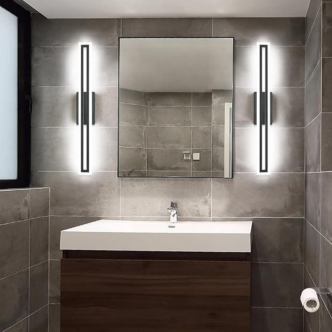 SOLFART Bathroom Vanity Light Fixtures Vanity Lights for Mirror Bathroom Lighting Black Led Light 6000K
