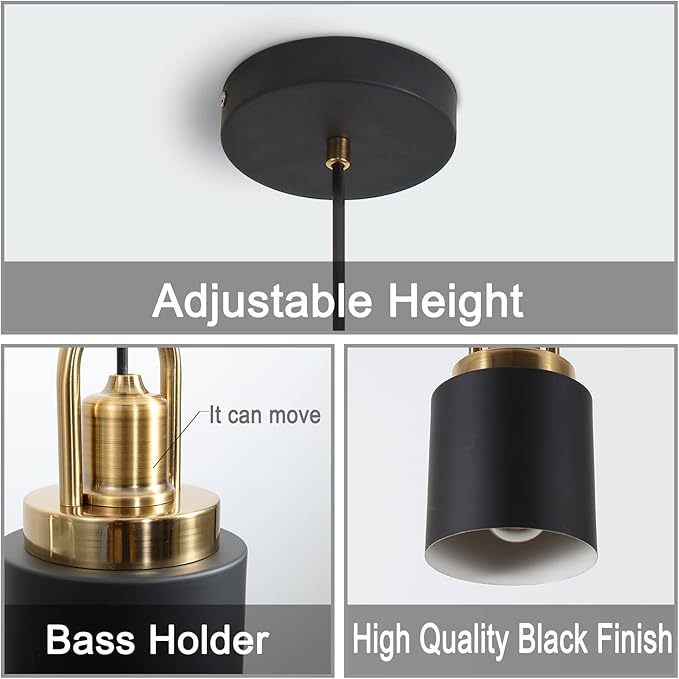 Modern Cylindrical Chandelier Black Hanging Light, Diameter 5.11 "for Kitchen Island, Kitchen Sink, Dining Room, Bedroom, Corridor
