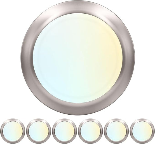 LUXRITE 6 Inch LED Disk Lights, Dimmable Flush Mount Ceiling Light, 5CCT Selectable 2700K 3000K 3500K 4000K 5000K, 12.5W, 1000LM (Brushed Nickel, 6 Count (Pack of 1))