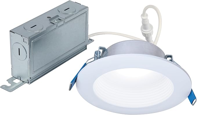 HALO LT 4 in Canless LED Recessed Light Indoor/Outdoor Dimmable Ceiling Downlight, Wet Location Rated, Selectable Color Temperature 2700K-5000K, 650 Lumens, Matte White - LTC406FS5B