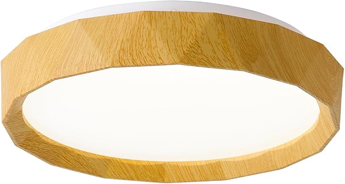 ANYLOVE 15 inch LED Flush Mount Ceiling Light Fixture,3000K 4000K 5000K Adjustable Ceiling Lights, Farmhouse Oak Wood Grain Ceiling Light for Bedroom Hallway Bathroom Kitchen