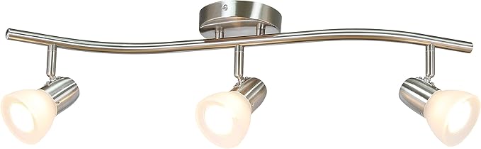 XiNBEi Lighting Track Light, 3 Light Kitchen Track Lighting, Modern S-Shaped Ceiling Track Light Bar Brushed Nickel Finish XB-TR1223-3-BN