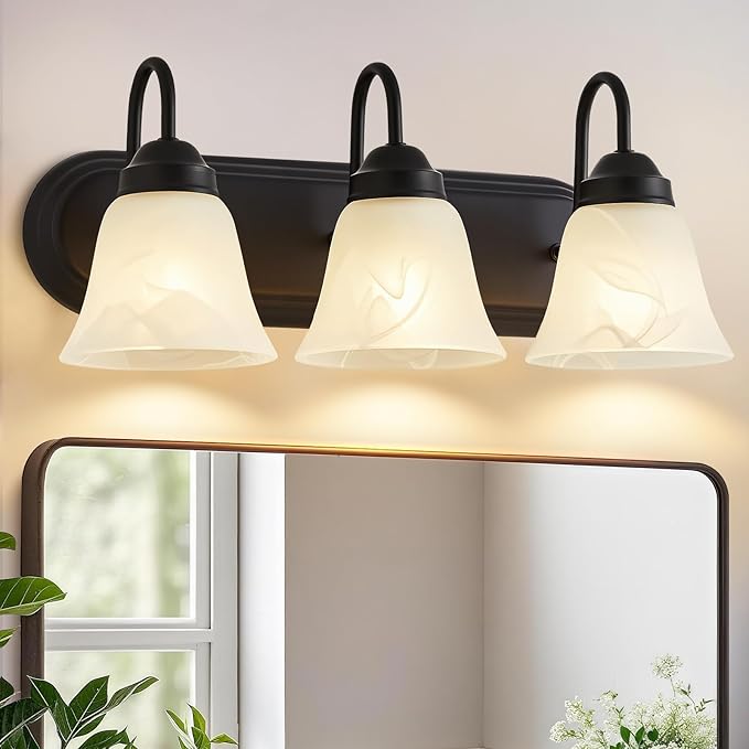 EJIAXIN Bathroom Light Fixtures Over Mirror, Black 3 Light Vanity Light for Bathroom Vintage Lighting Fixtures Wall Lamp Vanity Lights Apply for Mirror Living Room Cabinet Bedroom