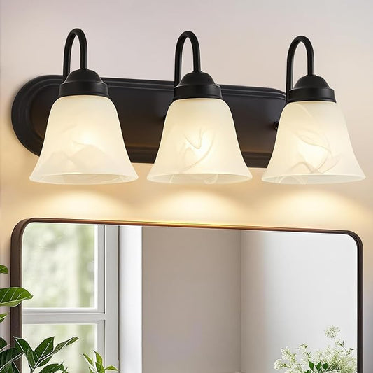 EJIAXIN Bathroom Light Fixtures Over Mirror, Black 3 Light Vanity Light for Bathroom Vintage Lighting Fixtures Wall Lamp Vanity Lights Apply for Mirror Living Room Cabinet Bedroom