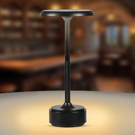 HAPYGI 5200mAh Rechargeable Cordless LED Table Lamps Touch Sensor Light, 3-Levels Portable Dimming Wireless Battery Operated Lamp,Night Light/Restaurant Table/Outdoor/Coffee/Bar (Black)