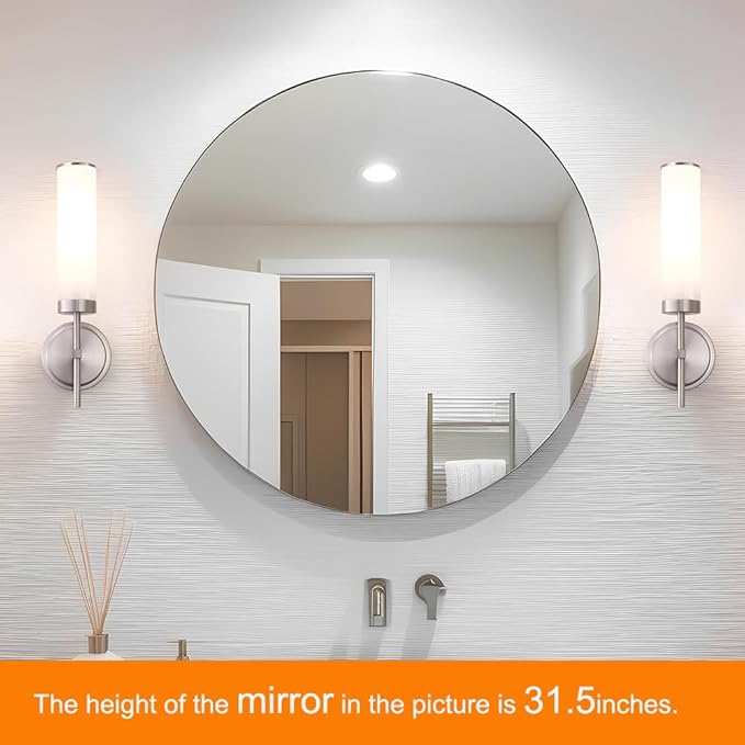 Brushed Nickel Wall Sconces Set of 2, Modern Bathroom Sconces Wall Lighting with Opal White Glass, Vanity Light Fixtures for Bathroom, Wall Mount Lights for Living Room Bedroom Hallway, Hardwired