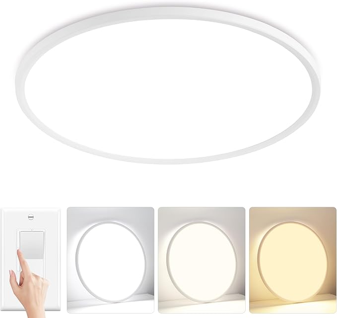 20 Inch Flush Mount Ceiling Light, 42W 4200LM, Dimmable & 3000K/4000K/6500K Selectable, Modern White Led Ceiling Light Fixture for Dining Room, Kitchen, Bedroom, Office, Hotel, Wired