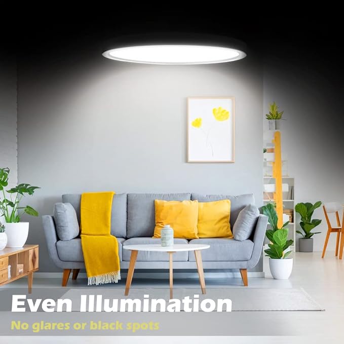 LightingWill 8.9 Inch LED Flush Mount Ceiling Light Fixture, 5000K Daylight White,1800LM, 18W, Flat Modern Round Lighting Fixture, 180W Equivalent White Ceiling Lamp for Kitchens, Bedrooms.etc.