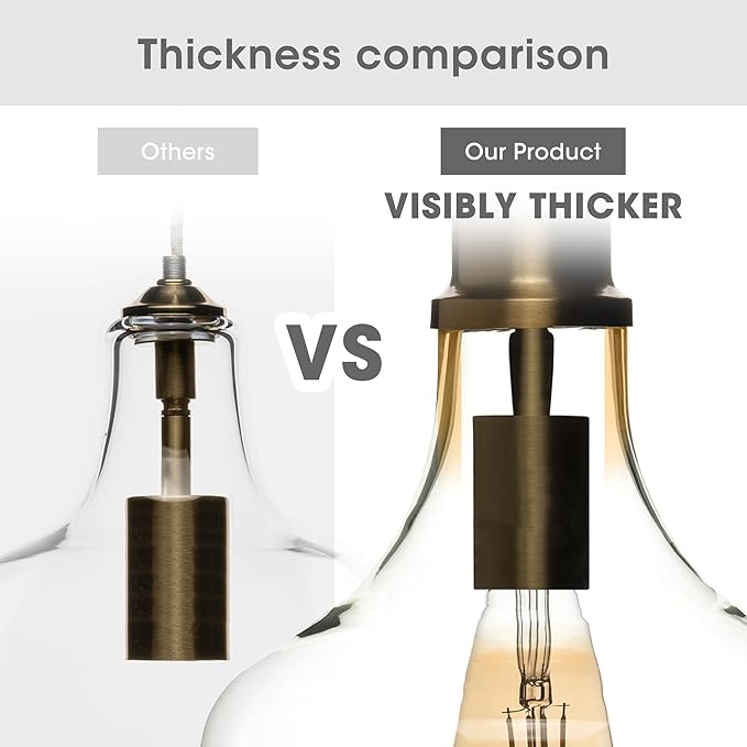 INK+IVY Auburn Pendant Kitchen Lighting for Dining Room, Industrial Lights, Hand-blown Glass Bell Shaped Pendant Light for Kitchen Island, Foyer, Bedroom, 9" Dia x 95.5" H, Bronze/Clear