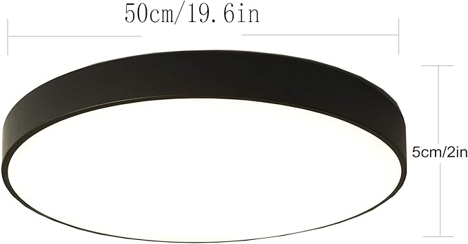 Ganeed LED Flush Mount Ceiling Light, 19.6Inch 39W Modern Ceiling Light Fixture, Black Ceiling Lamp for Dining Room Hallway Living Room Bedroom Office