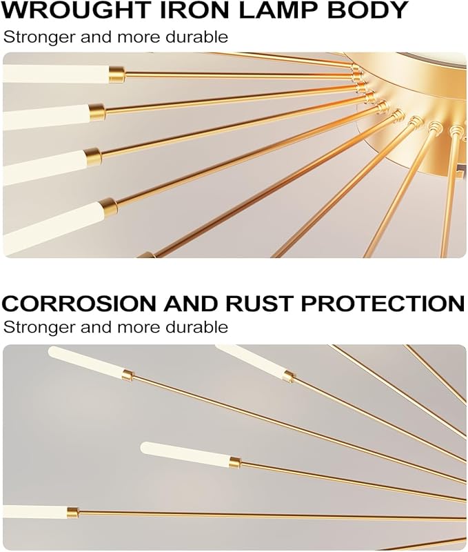 Ceiling Light Modern LED Ceiling Lamps,Flower Shape Ceiling Lights,Flush Mount Chandelier,Metal Acrylic Ceiling Lamps,Living Room Light Fixtures Ceiling for Bedroom,Dining Room(Gold,42+1 Heads)