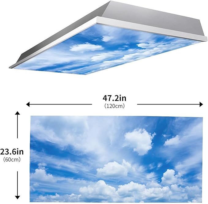 2 Pack Fluorescent Light Cover for Ceiling, Blue Sky Magnetic Cover, Classroom Supplies for School, Home Office