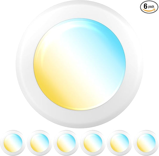 Sunco 6 Pack LED Disc Lights Ceiling 6 Inch, Flush Mount Disk Light, Recessed Can Lighting, 1050 LM, 15W (75W Equivalent), Selectable CCT 3000K/4000K/5000K/6000K/6500K, Dimmable, Damp Rated ETL