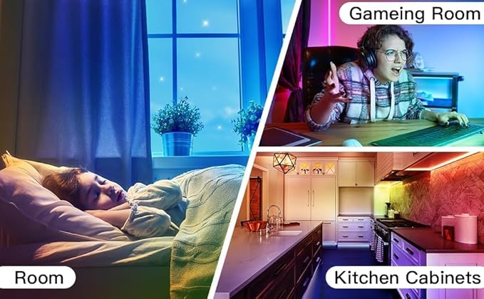 100ft Led Lights for Bedroom, APP Control Music Sync Color Changing,Ultra Long RGB 5050 Led Strip Lights with 44Keys IR Remote for Christmas Room Home Decoration.