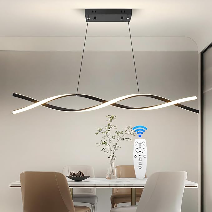 LED Pendant Lights, 3300k-6500K Adjustable Color Temperature Hanging Pendant Lighting, 47.24" Chandelier Dimmable with Remote Control, Aluminum Island Lighting Lamp Fixture for Kitchen, Dining Room