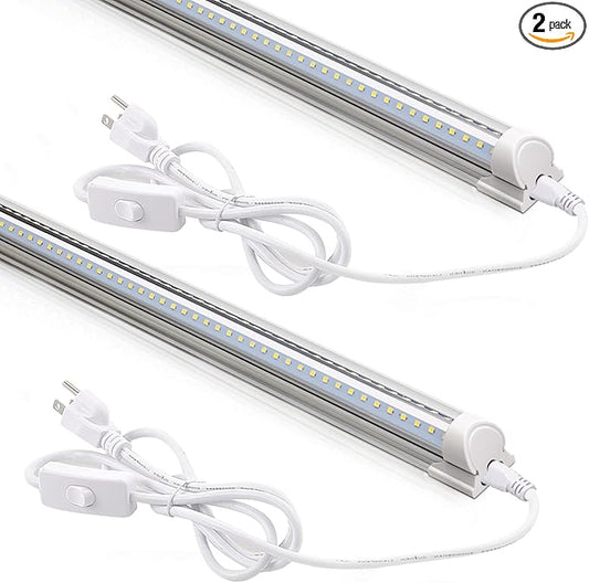 Barrina LED Shop Light 2FT, 20W 3000LM 3000K, Clear Cover Linkable Tube Lights, V Shape Integrated T8 LED Lighting, Ceiling Lights for Garage, Warehouse, Workshop, ETL Listed, 2 Packs