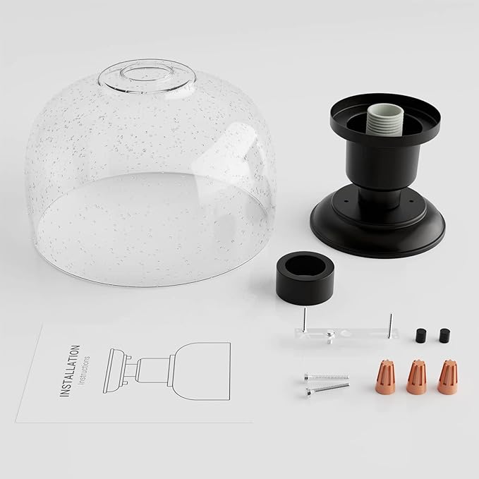 EAPUDUN Semi Flush Mount Ceiling Light, Modern Light Fixture with Seeded Bubble Glass Shade, Oil Rubbed Bronze Finish for Hallway Corridor Kitchen Bathroom Bedroom Passway, FMA1123-ORB