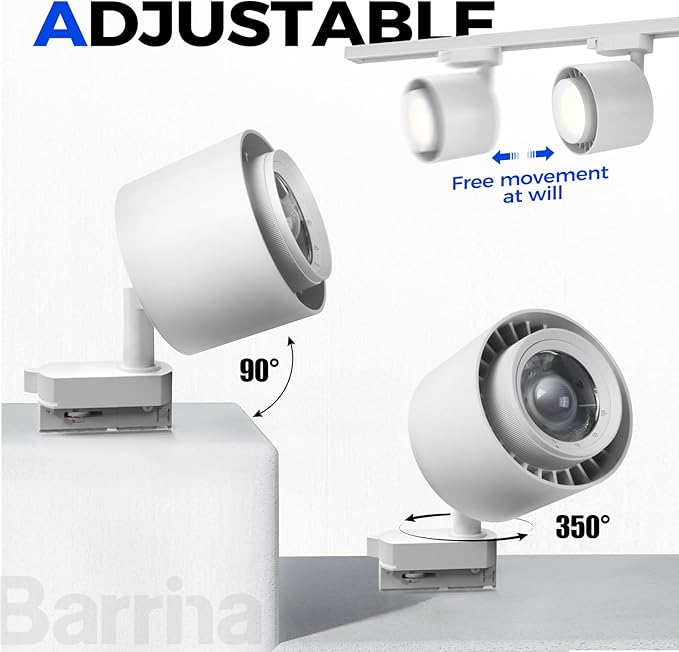 Barrina TR40c Track Grow Light for Indoor Plants, 15°-60° Adjustable Beam Angle, 3 x 40W, 4000K Full Spectrum LED Plant Lights, Plug in Ceiling Mounted Grow Bulbs for H-Type Track with Timer, White