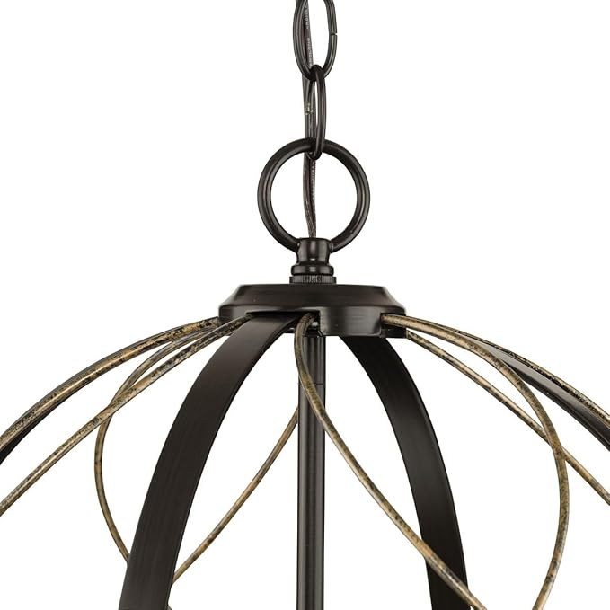 Progress Lighting Brandywine Collection 3-Light Farmhouse Sphere Pendant Light Antique Bronze, 19.75x16.00x16.00