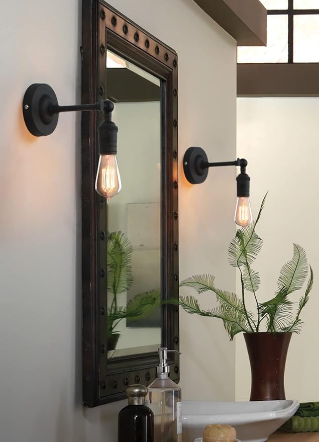 PERMO Industrial Mini Single Sconce Adjustable Simple Metal Wall Sconces Wall Mount Light Fixture, Hardwired, E26 Base, Gold