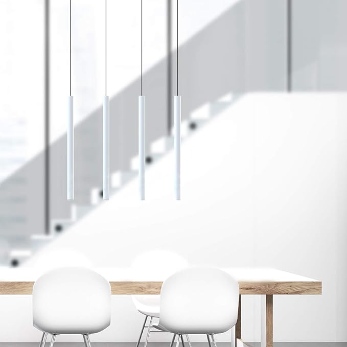 CANALIS 4 Mini Pendant Lighting White - LED Hanging Light Fixture for Kitchen Island, Bar, Foyer - Cluster Pendants - Dimmable, Adjustable Wire, Lamp Bulb Included