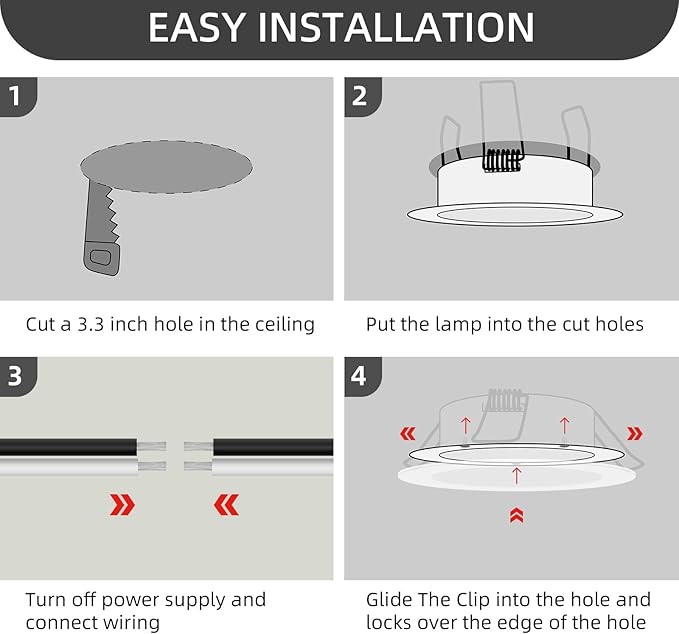 RV Boat Recessed Ceiling Light, 4.5Inch RV Interior Puck Light 12V, 600LM Camper Lighting Fixture for Motorhome Caravan Trailer Boat