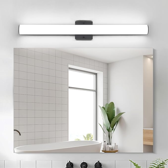 Black Bathroom Vanity Light Bar - 24W 24" Dimmable LED Modern Light Fixture for Bathroom Mirror - Wall Mount Vanity Lighting - Matte Black