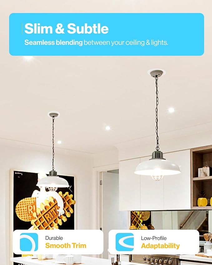 Sunco 24 Pack Goof Rings for 6 Inch Recessed Lights, Flush Mount White Can Light Trim Ring Cover, Outer Diameter 8.6 Inch, Inner Diameter 6.2 Inch, Paintable Surface, Matte Finish.