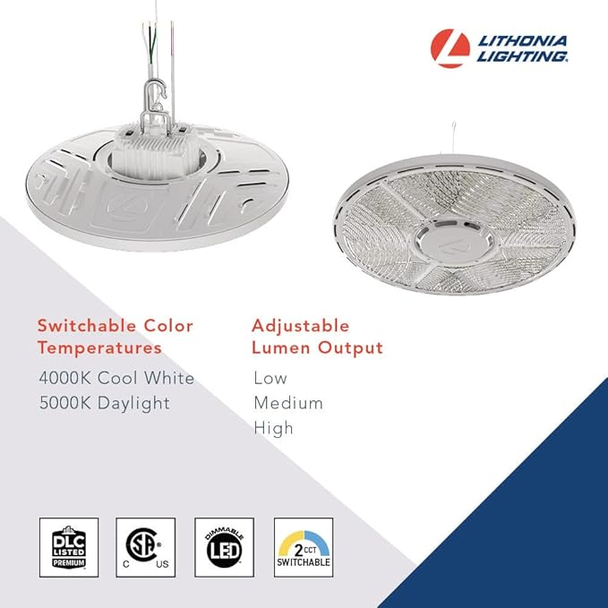 Lithonia Lighting CPRB 24LM MVOLT 40K 80CRI DWH LED Round High Bay, Multi-Volt 120-277V, 15-Inch, 24000 Lumens, White