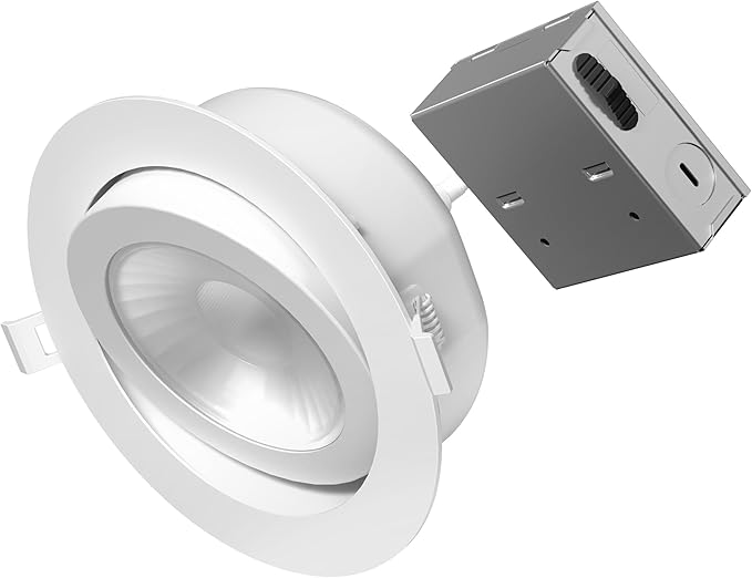 Feit Electric 6" LED Canless Directional Recessed Downlights w/Integrated J-Box, 65W Equivalent, Dimmable, 5CCT Adjusttable White, 850 Lumens, 50,000-Hour Lifetime, LEDR6XT/ADJ/6WYCA/4, 4-Pack