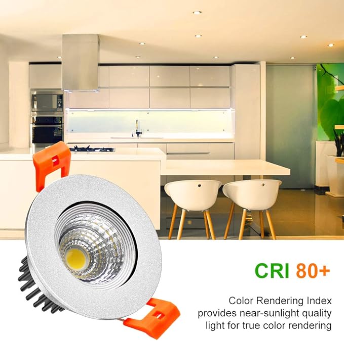 LightingWill 2inch LED Dimmable Downlight, 3W COB Recessed Ceiling Light, Warm White 3000K-3500K, CRI80, 25W Halogen Bulbs Equivalent, Silver(10 Pack)